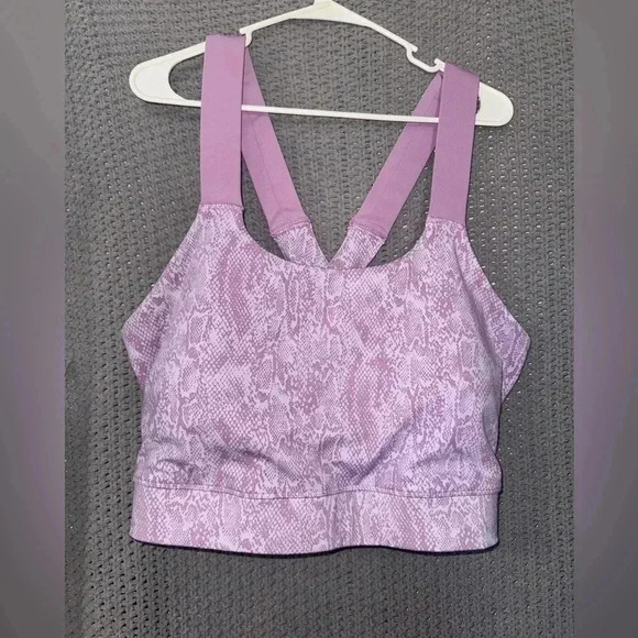 ZELOS Other - Zelos Purple White Snake Print Medium Impact Cross-back Sports Bra